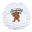 I'd Rather Be Snowboarding retro Bigfoot design on a white long sleeve tee