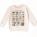 The ABCs of the Bible colorful Christian alphabet design on a natural heather sweatshirt