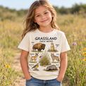 Grassland Field Notes animal graphic natural tee on a child model