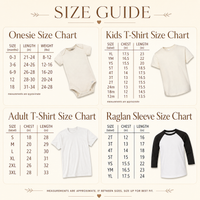 Madi Moosh baby, toddler, youth and adult apparel size chart