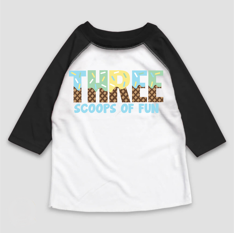 Three Scoops Of Fun Ice Cream Birthday T-Shirt