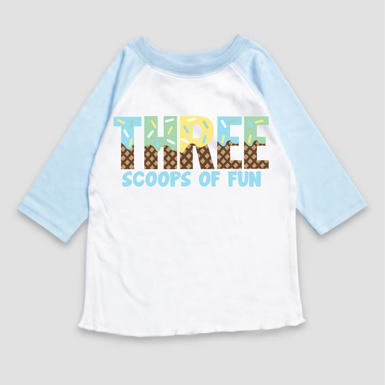 Three Scoops Of Fun Ice Cream Birthday T-Shirt