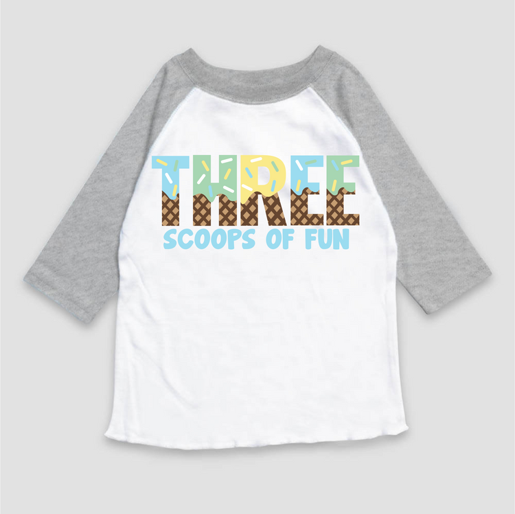 Three Scoops Of Fun Ice Cream Birthday T-Shirt