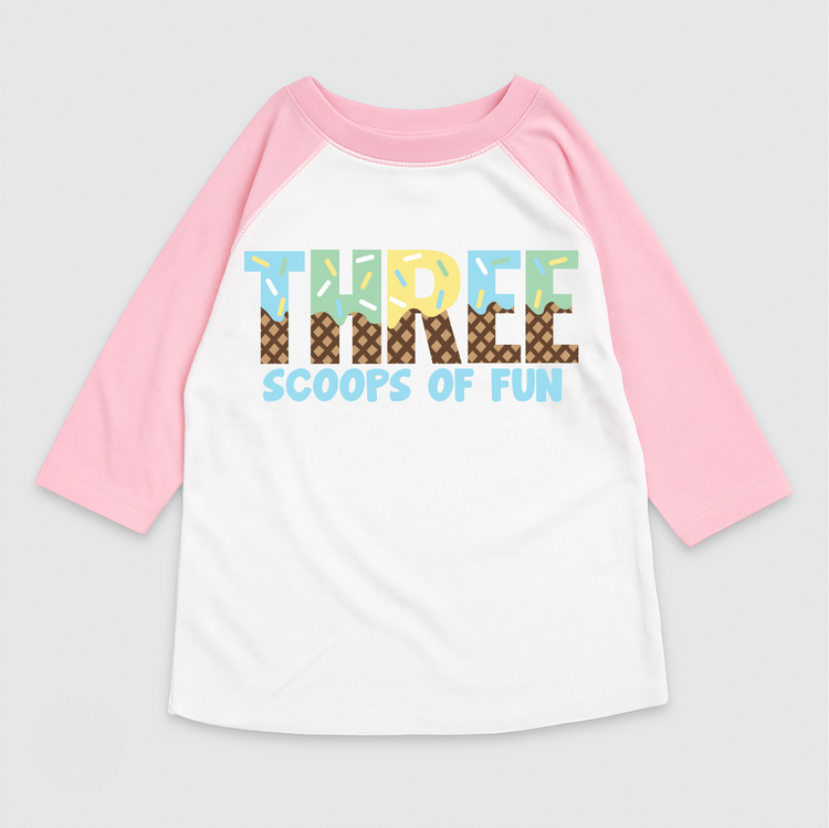 Three Scoops Of Fun Ice Cream Birthday T-Shirt