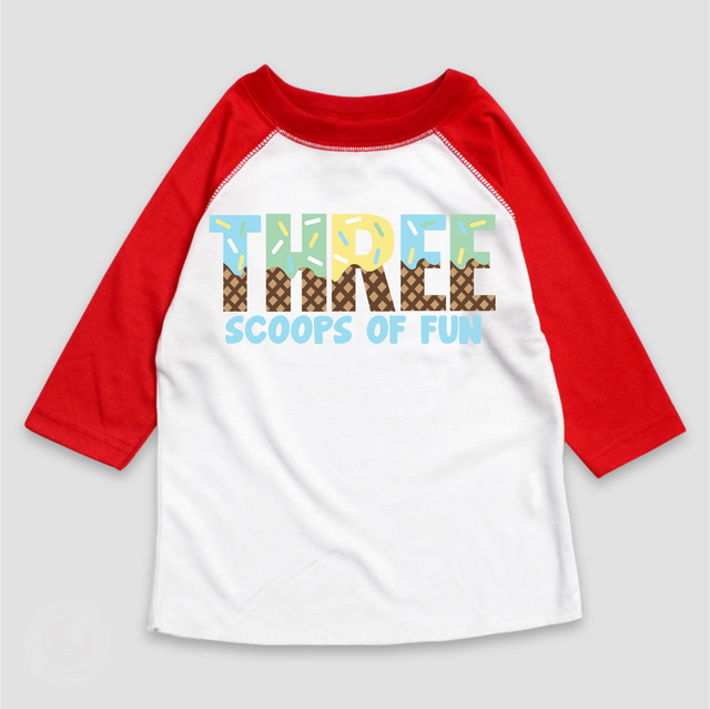 Three Scoops Of Fun Ice Cream Birthday T-Shirt