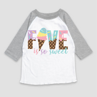 Five Is So Sweet Ice Cream Birthday design on a gray garment.