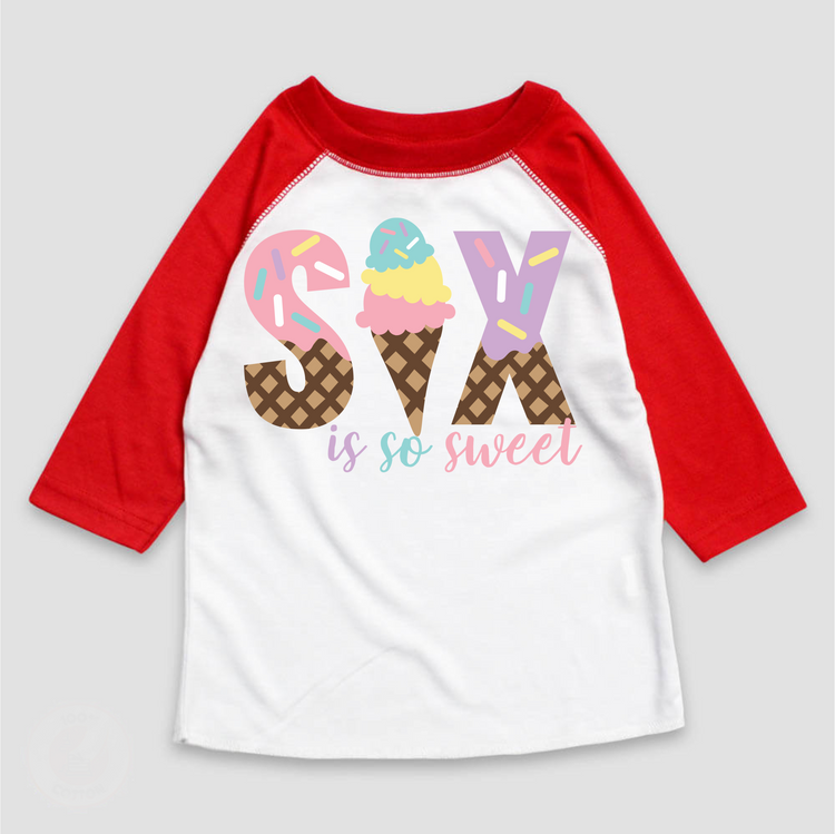 Six Is So Sweet Ice Cream Birthday T-Shirt