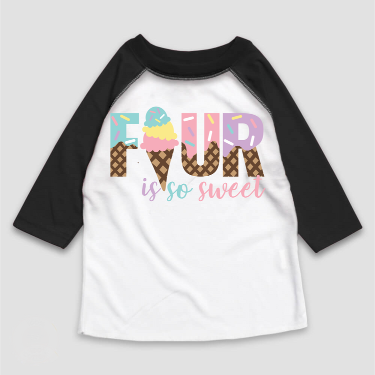 Four Is So Sweet Ice Cream Birthday T-Shirt