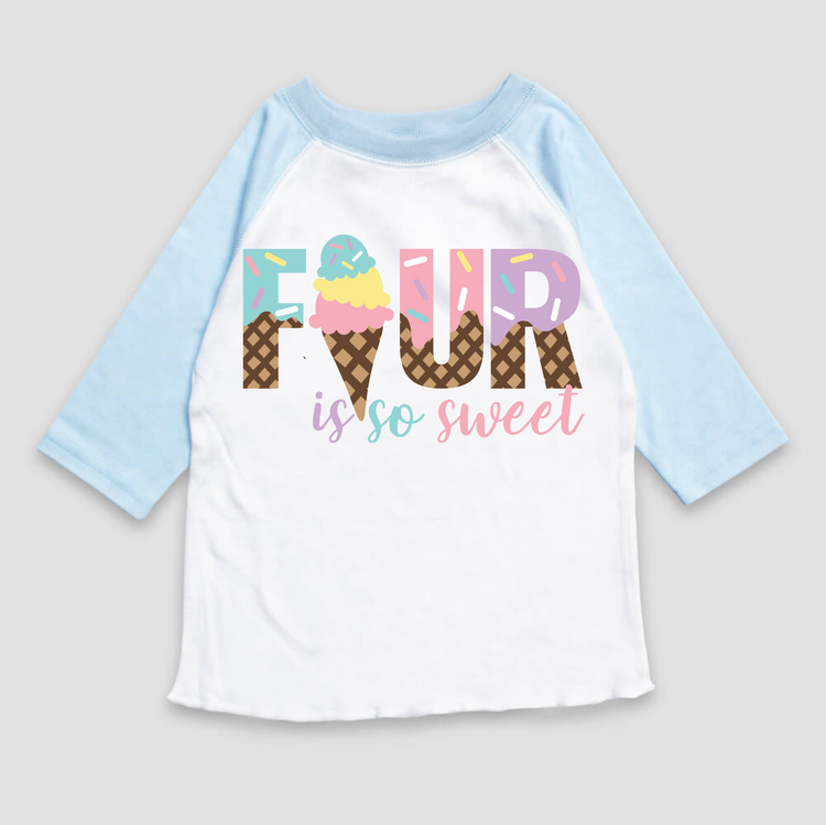 Four Is So Sweet Ice Cream Birthday T-Shirt