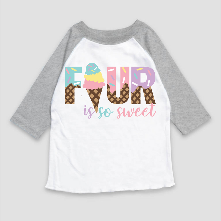 Four Is So Sweet Ice Cream Birthday T-Shirt