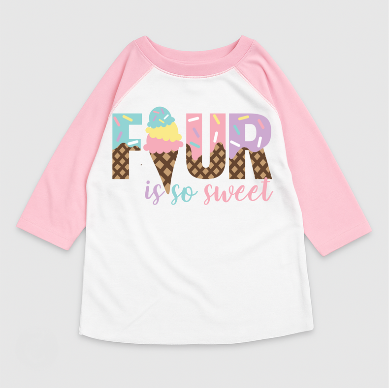 Four Is So Sweet Ice Cream Birthday T-Shirt