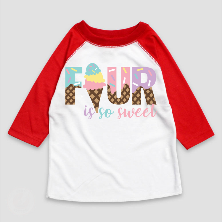 Four Is So Sweet Ice Cream Birthday T-Shirt