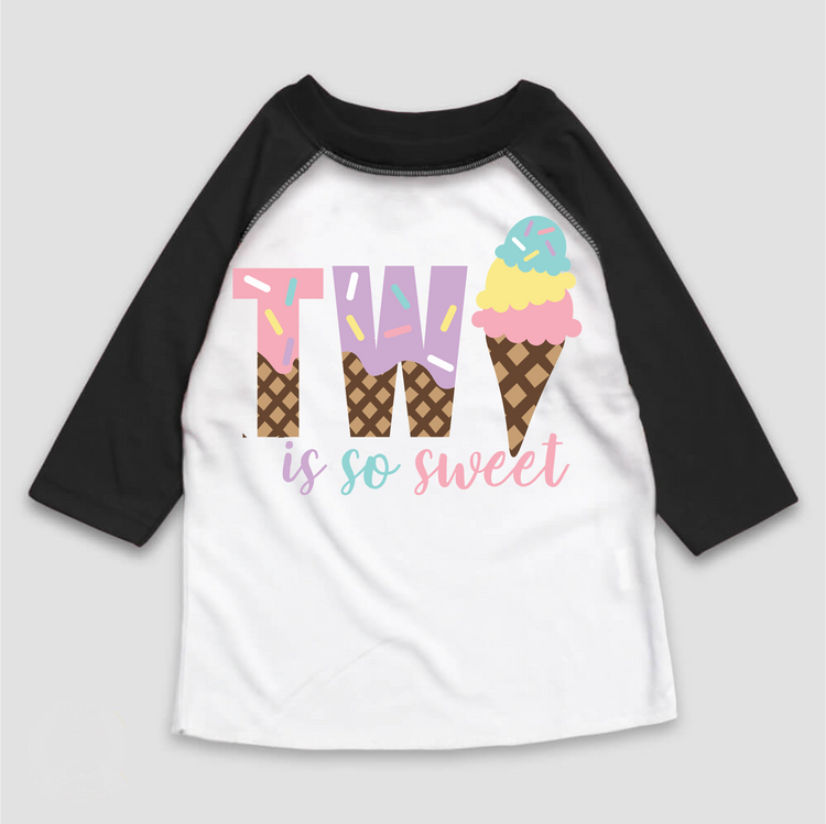 Two Is So Sweet Ice Cream Birthday T-Shirt