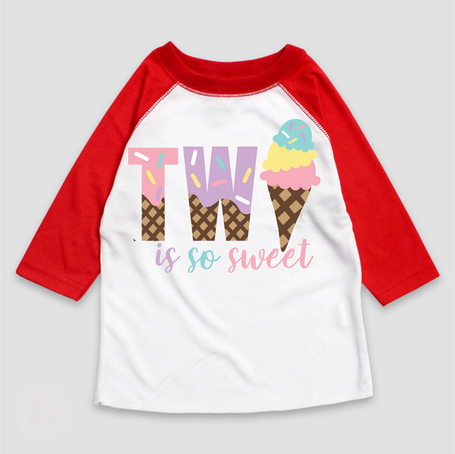 Two Is So Sweet Ice Cream Birthday T-Shirt