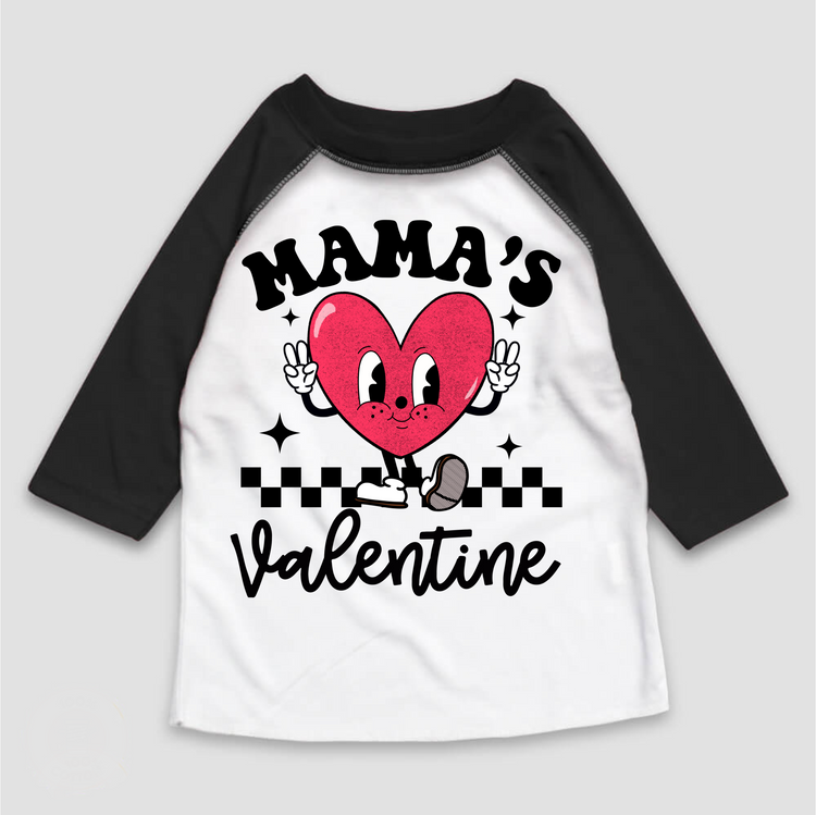 Mama's Valentine Raglan Shirt - Valentine's Day 3/4 Sleeve Tee