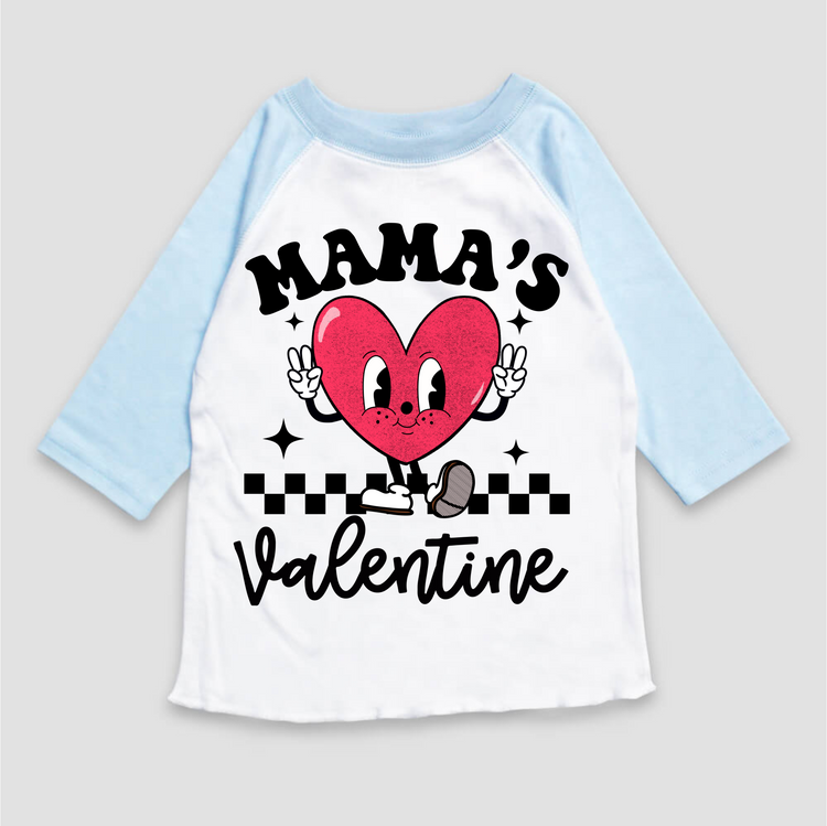 Mama's Valentine Raglan Shirt - Valentine's Day 3/4 Sleeve Tee