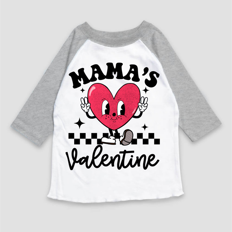 Mama's Valentine Raglan Shirt - Valentine's Day 3/4 Sleeve Tee