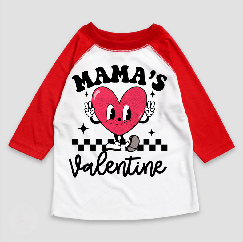 Mama's Valentine Raglan Shirt - Valentine's Day 3/4 Sleeve Tee