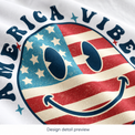 Illustrative America Vibes design detail preview showing the flag smiley artwork; generated texture