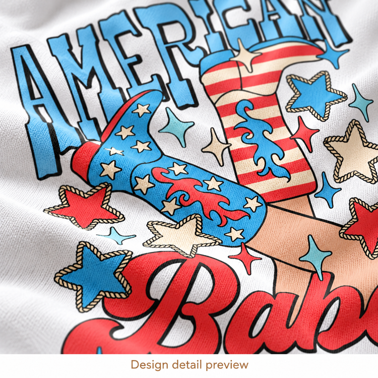 Generated design detail preview of American Babe Shirt artwork
