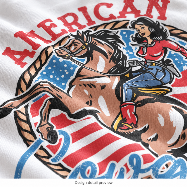 Generated design detail preview of American Cowgirl Shirt artwork