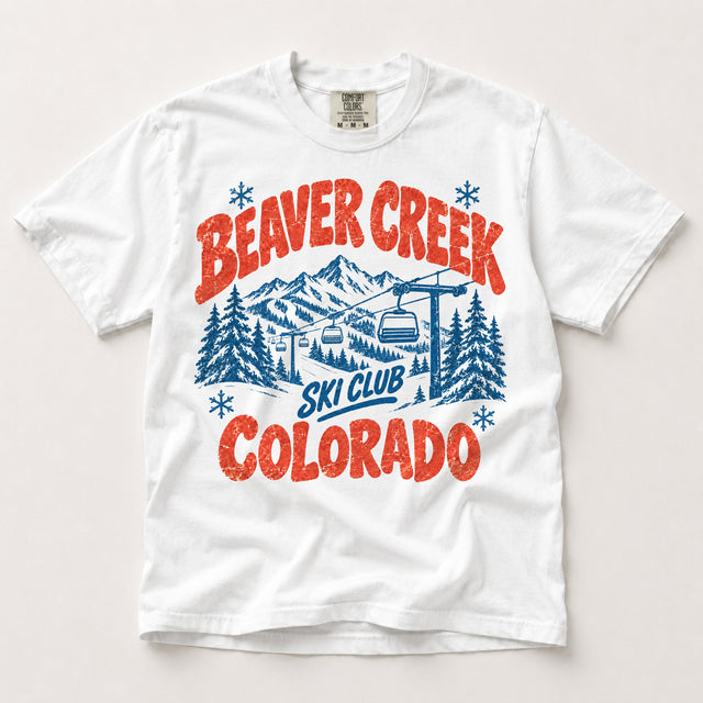 Beaver Creek Ski Club Colorado vintage ski graphic on white Comfort Colors T-shirt