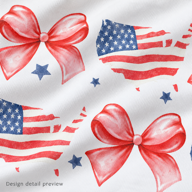Generated design detail preview of patriotic USA maps and red bows; not an actual print-quality photograph