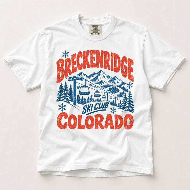 Breckenridge Ski Club Colorado vintage ski graphic on white Comfort Colors T-shirt