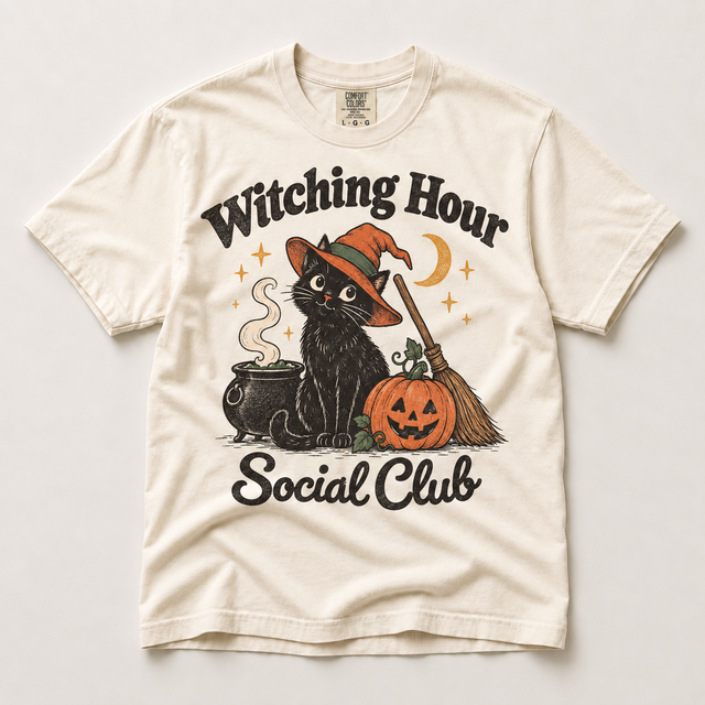 Witching Hour Social Club Comfort Colors Halloween shirt in Ivory