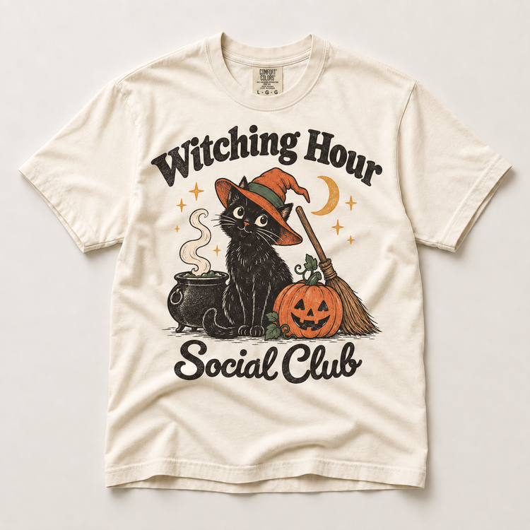 Witching Hour Social Club Comfort Colors Halloween shirt in Ivory