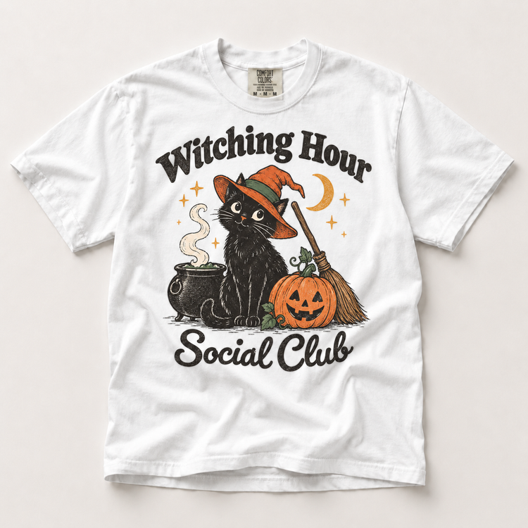 Witching Hour Social Club Comfort Colors Halloween shirt in White