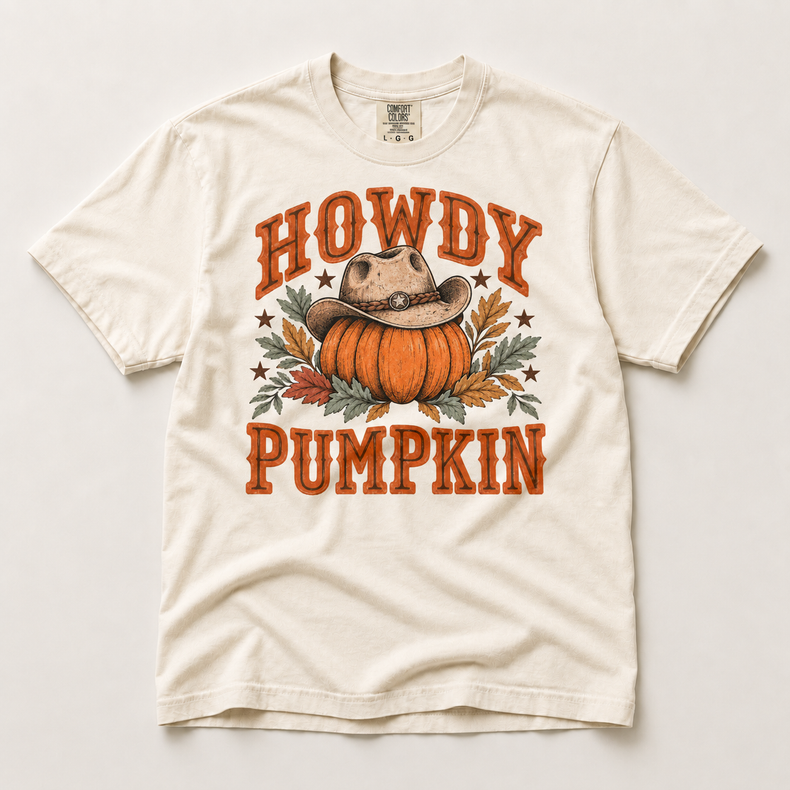 Howdy Pumpkin Western Fall Shirt – Comfort Colors Tee in ivory