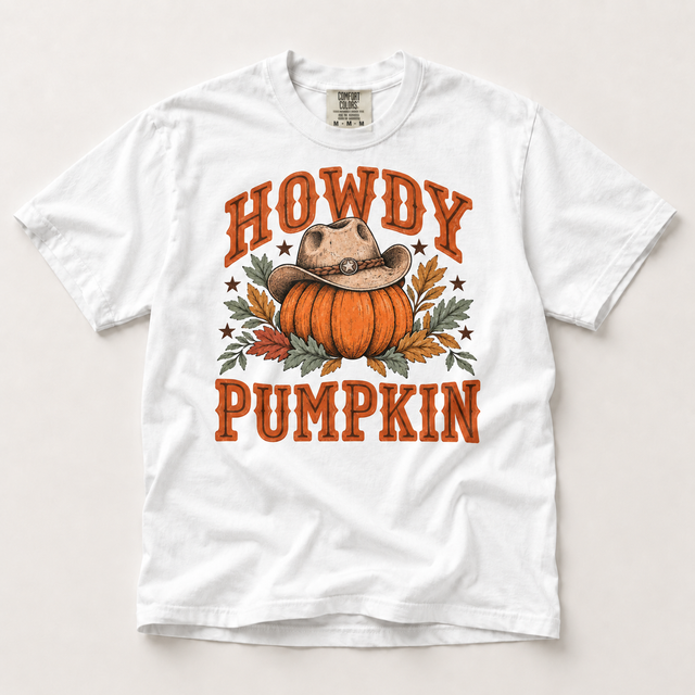 Howdy Pumpkin Western Fall Shirt – Comfort Colors Tee in white