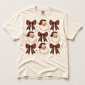 Plaid Santa and Bows Christmas Shirt – Comfort Colors Tee in ivory