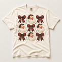 Plaid Santa Bow Christmas on natural ivory short sleeve tee
