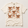 Gingerbread Santa Bow Christmas on natural ivory short sleeve tee