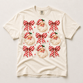 Candy Cane Santa and Bows Christmas Shirt – Comfort Colors Tee in ivory