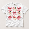 Pink Santa and Polka Dot Bows Christmas Shirt – Comfort Colors Tee in white