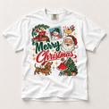Retro Merry Christmas Collage on white short sleeve tee