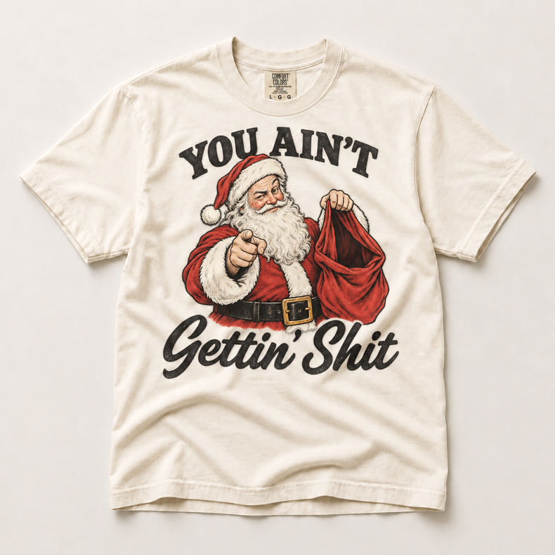 Funny Santa Christmas on natural ivory short sleeve tee