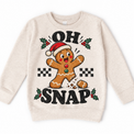 Oh Snap Christmas graphic on natural sweatshirt, front view on white background