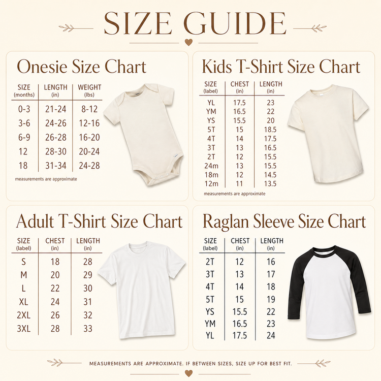Madi Moosh garment size chart