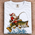 White folded Comfort Colors Santa Bass Fishing Shirt