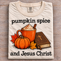 Natural folded Comfort Colors Pumpkin Spice and Jesus Christ Shirt
