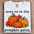 White folded Comfort Colors Meet Me at the Pumpkin Patch Shirt