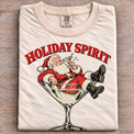 Natural folded Comfort Colors Holiday Spirit Santa Martini Shirt
