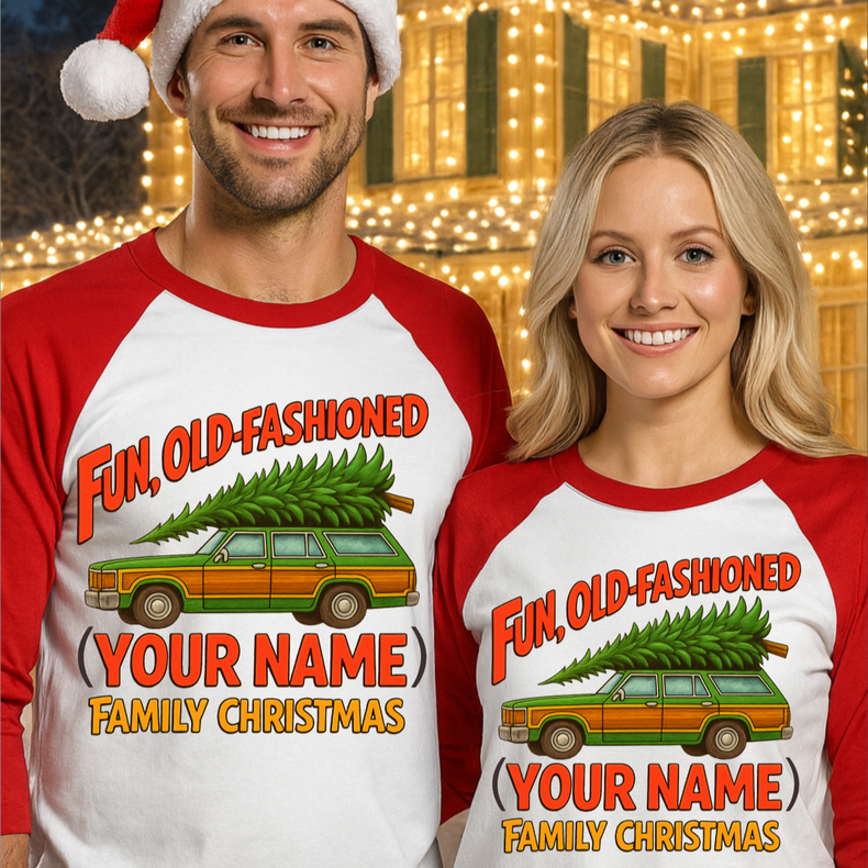 Fun Old Fashioned Family Christmas Shirt - Personalized Christmas Tee
