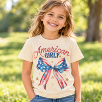 Child wearing a Natural American Girly Shirt outdoors