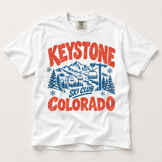 Keystone Ski Club Colorado vintage ski graphic on white Comfort Colors T-shirt