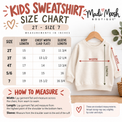 Kids sweatshirt size chart
